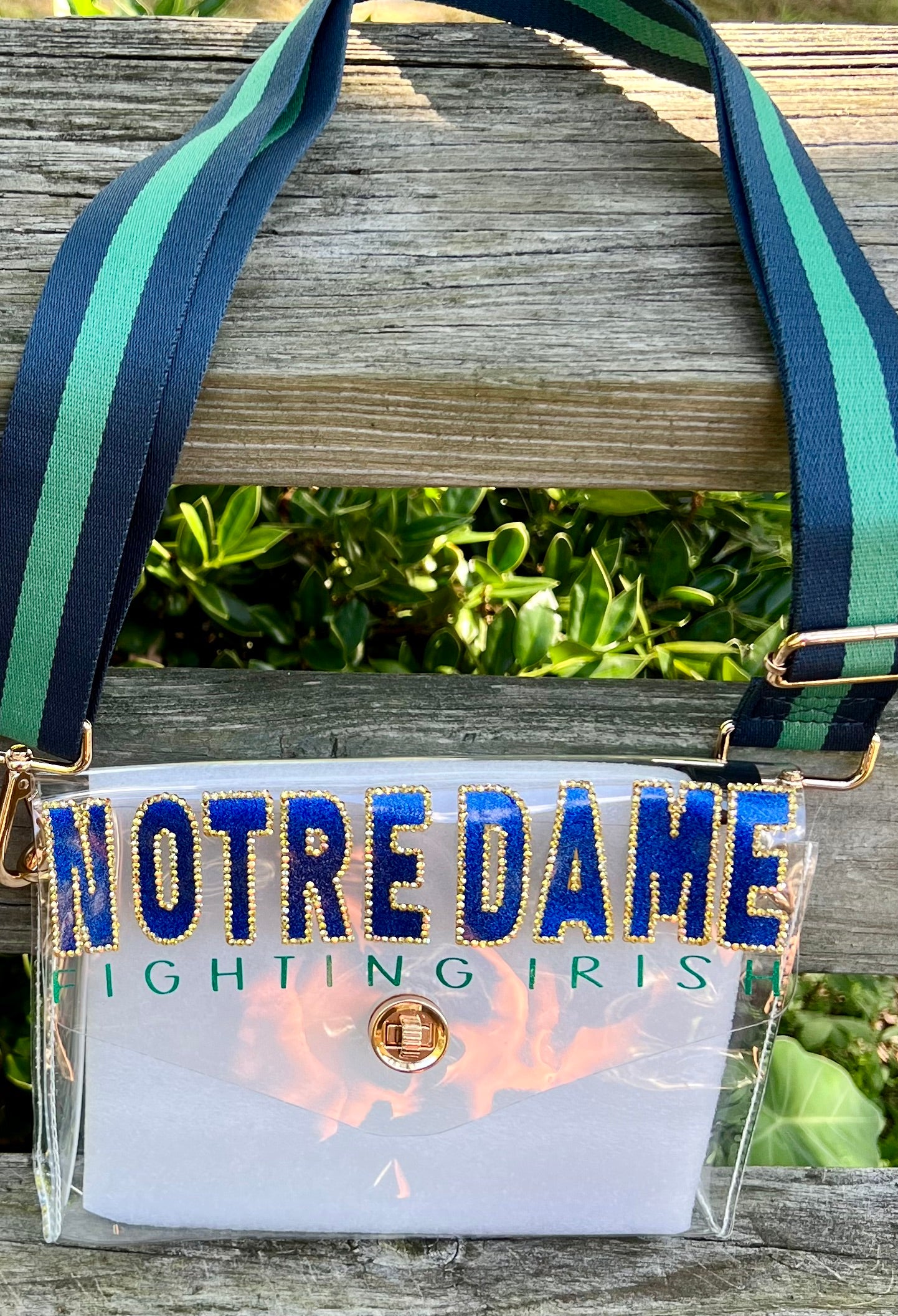 Notre Dame Fighting Irish - Single Layer Rhinestoned Bag