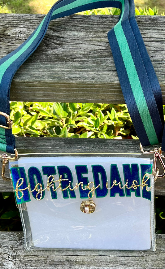 Notre Dame Fighting Irish - Single Layer Rhinestoned Bag