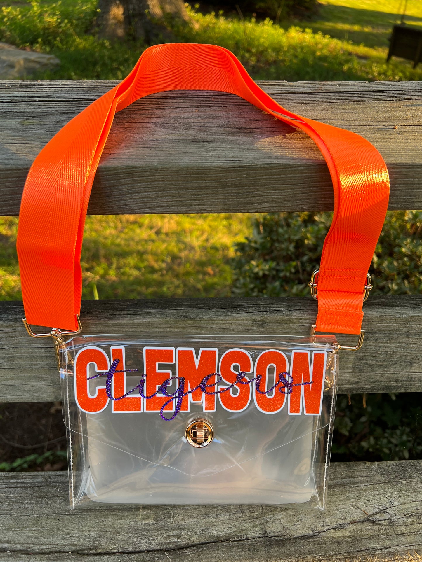 Clemson Tigers - Single Layer Rhinestoned Bag