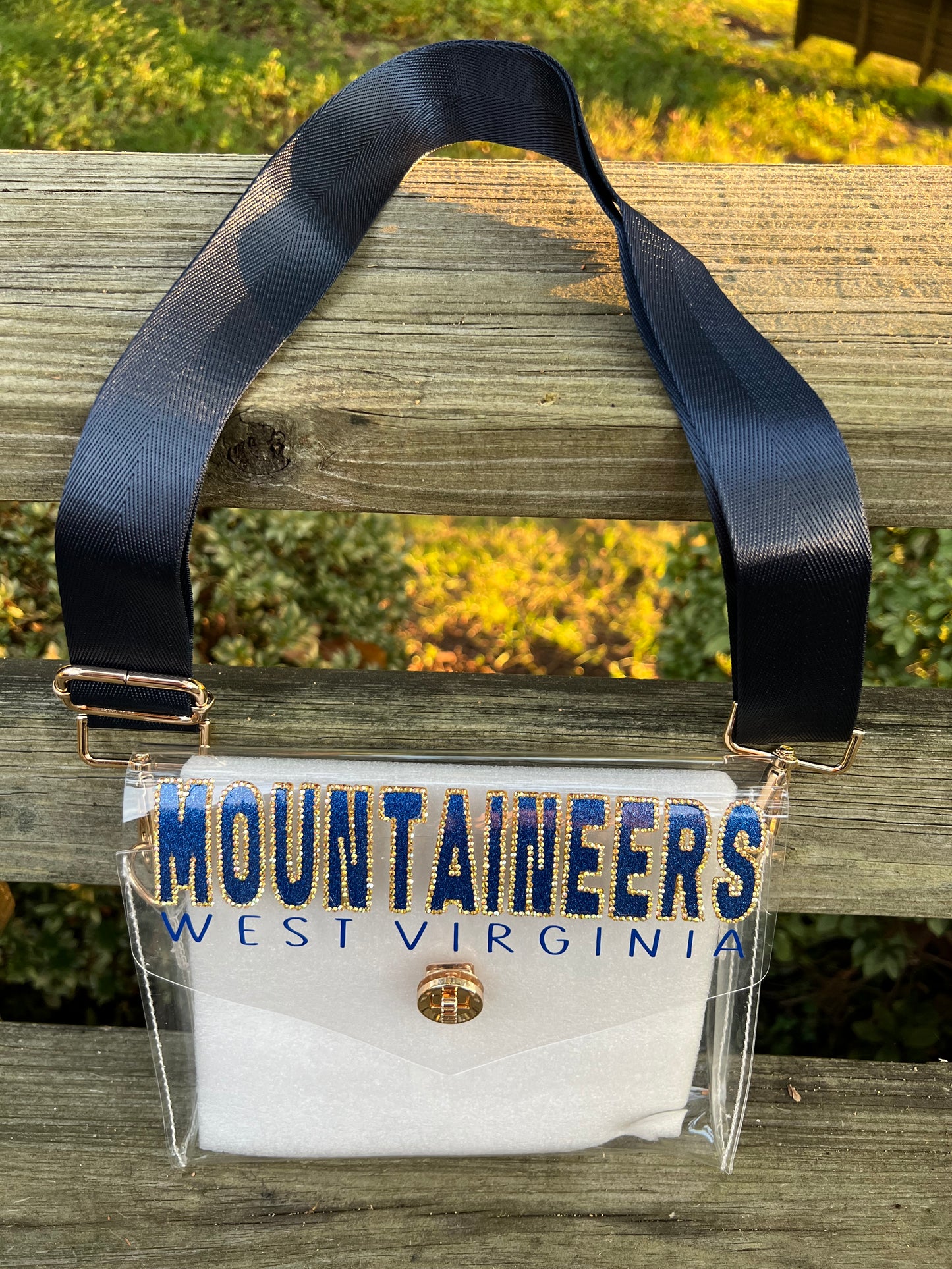 West Virginia Mountaineers - Single Layer Rhinestoned Bag