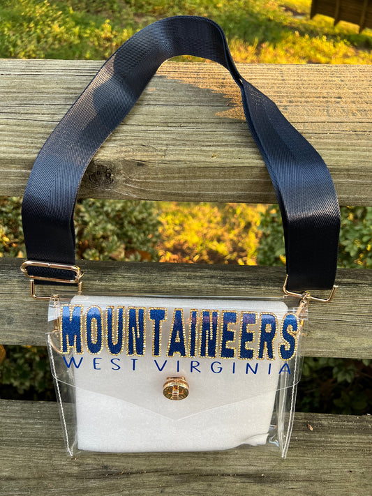 West Virginia Mountaineers - Single Layer Rhinestoned Bag